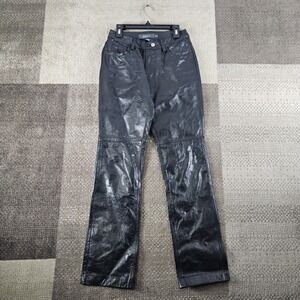 VTG Y2K Gap‎ Leather Pants Womens 0 Black Boot Cut Moto Biker Steampunk Gothic